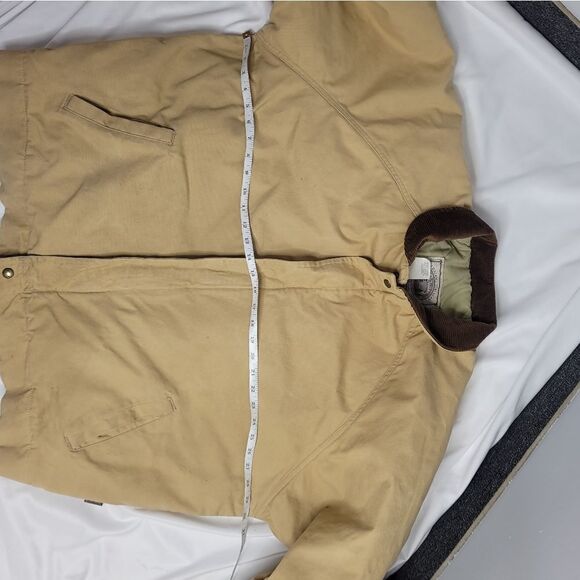 VINTAGE 90s Walls tan canvas work jacket corduroy collar barn coat 2XL TALL - Picture 11 of 12